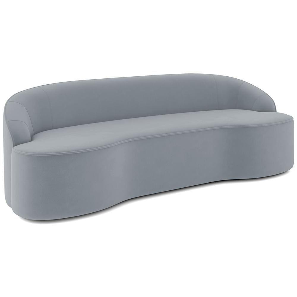 Sofá 4 Lugares Curvo Sala De Estar Living Lótus D02 Veludo Cinza 260 Cm C-317