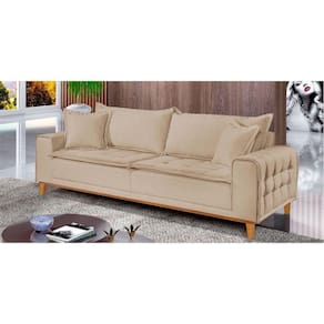 Sofá Fixo Orfeu 3 Lugares Luxo 180cm Castellar Móbile Bege