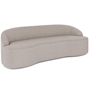 Sofá 4 Lugares Curvo Sala De Estar Living Lótus D02 Bouclê Bege 230 Cm B-62