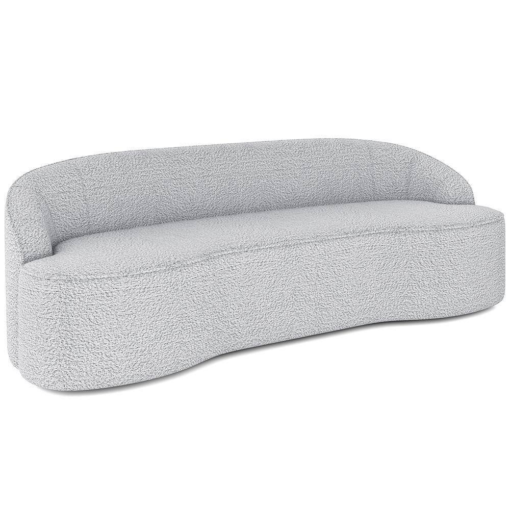 Sofá 4 Lugares Curvo Sala De Estar Living Lótus D02 Bouclê Cinza 260 Cm B-56