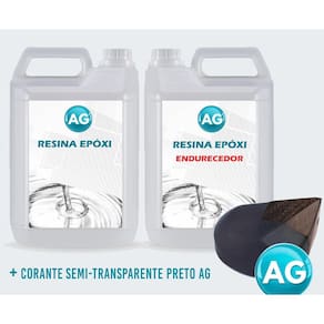 Resinas Epóxi 1Kg + Corante Semi-Transparente Preto Ag Baixa