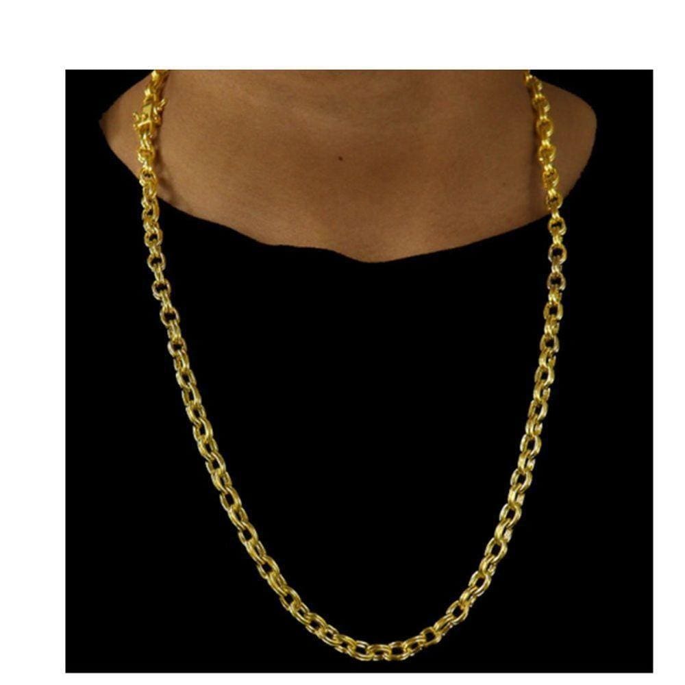 Cordão Corrente Cadeado Elo Duplo 6mm Luxo