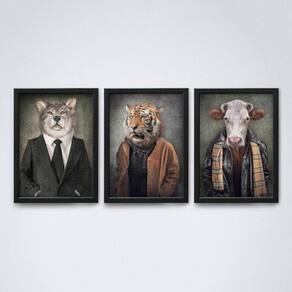Animais Humanos Roupa De Frio Com Moldura Preta A4