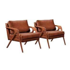 Conjunto - 2 Poltronas Mona Luxo Madeira Maciça Castellar Corino Caramelo