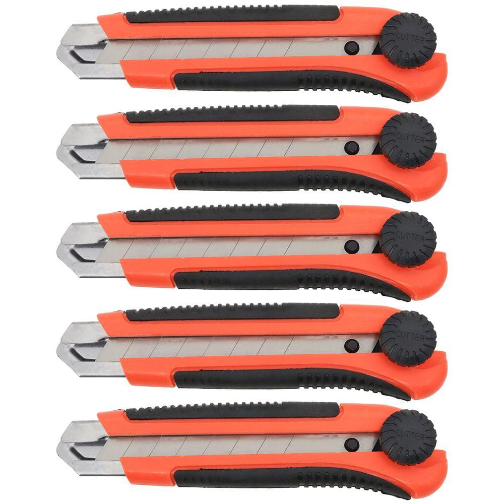 Kit 05 Estilete Profissional 25mm Trava cabo Emborrachado