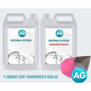 Resinas Epóxi 1Kg + Corante Semi-Transparente Rosa Ag Baixa