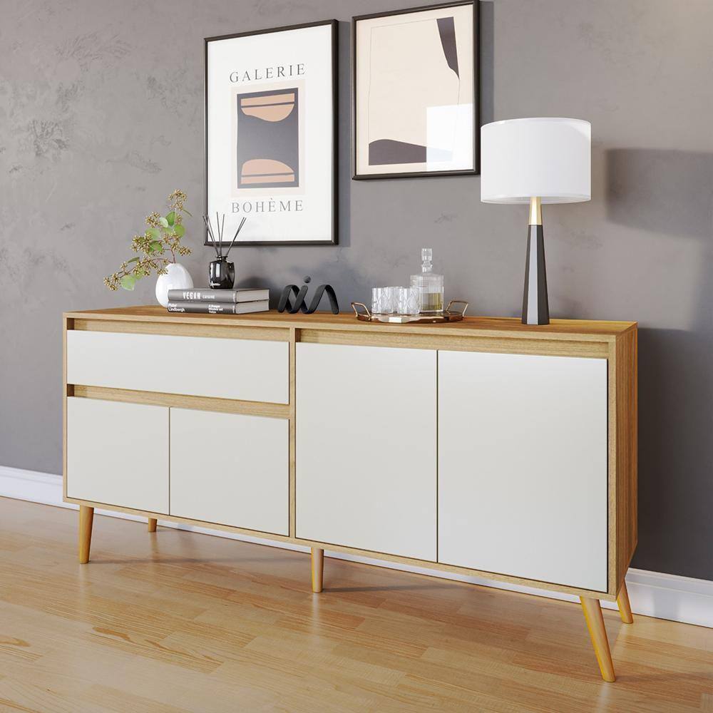 Aparador Para Sala 4 Portas 1 Gaveta Nature Off White Ravi Peternella - Off White