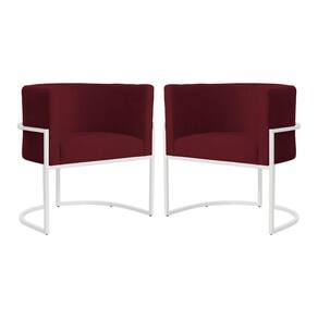 Kit 2 Poltronas Decorativa Luana Suede Marsala Base Branca Mz Decor