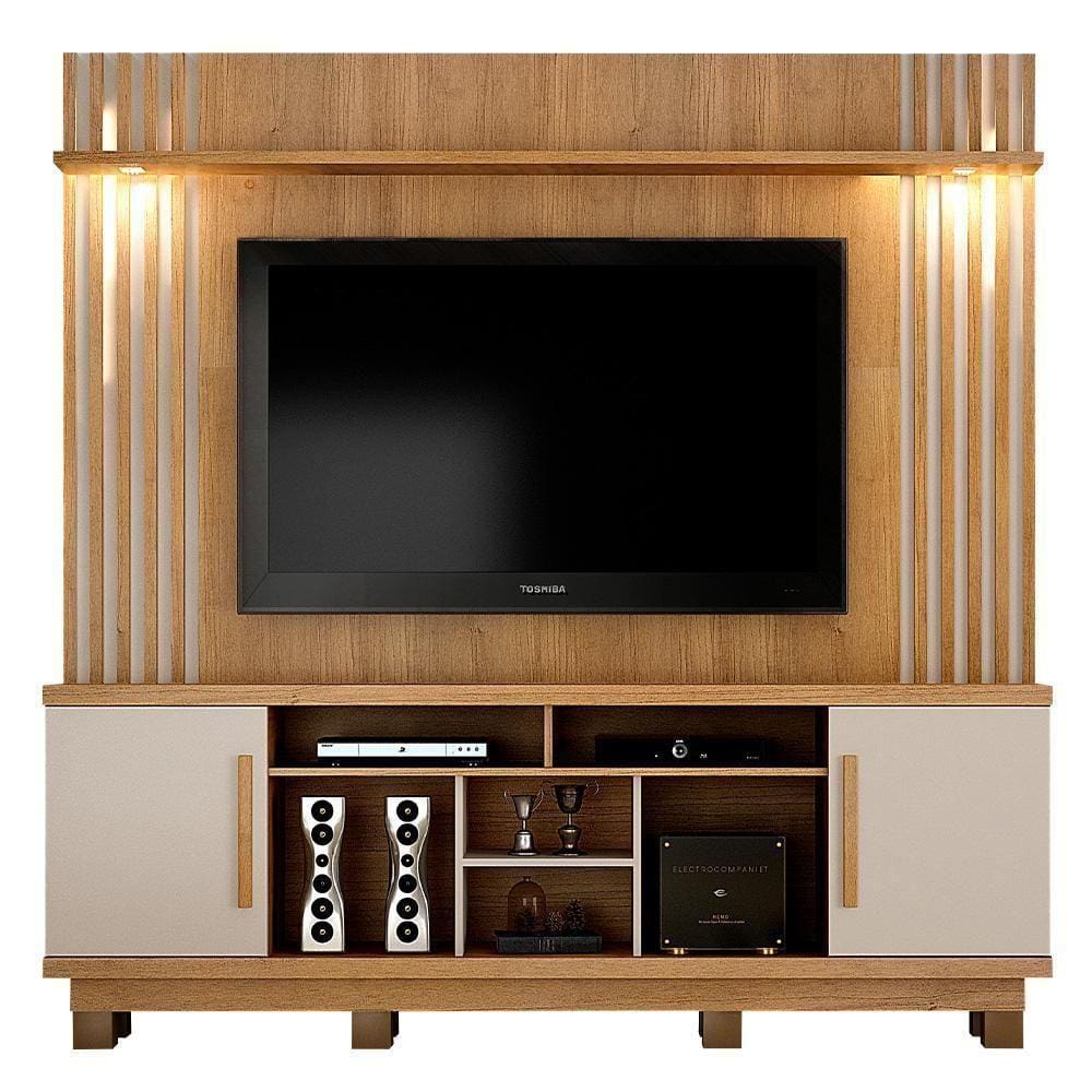 Estante Home Para Tv De Até 60`` Plenus Valdemóveis Cinamomo E Off White
