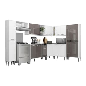 Cozinha Completa Xangai Rock Fg3286 Com Armário E Balcão Branca/lacca Fumê
