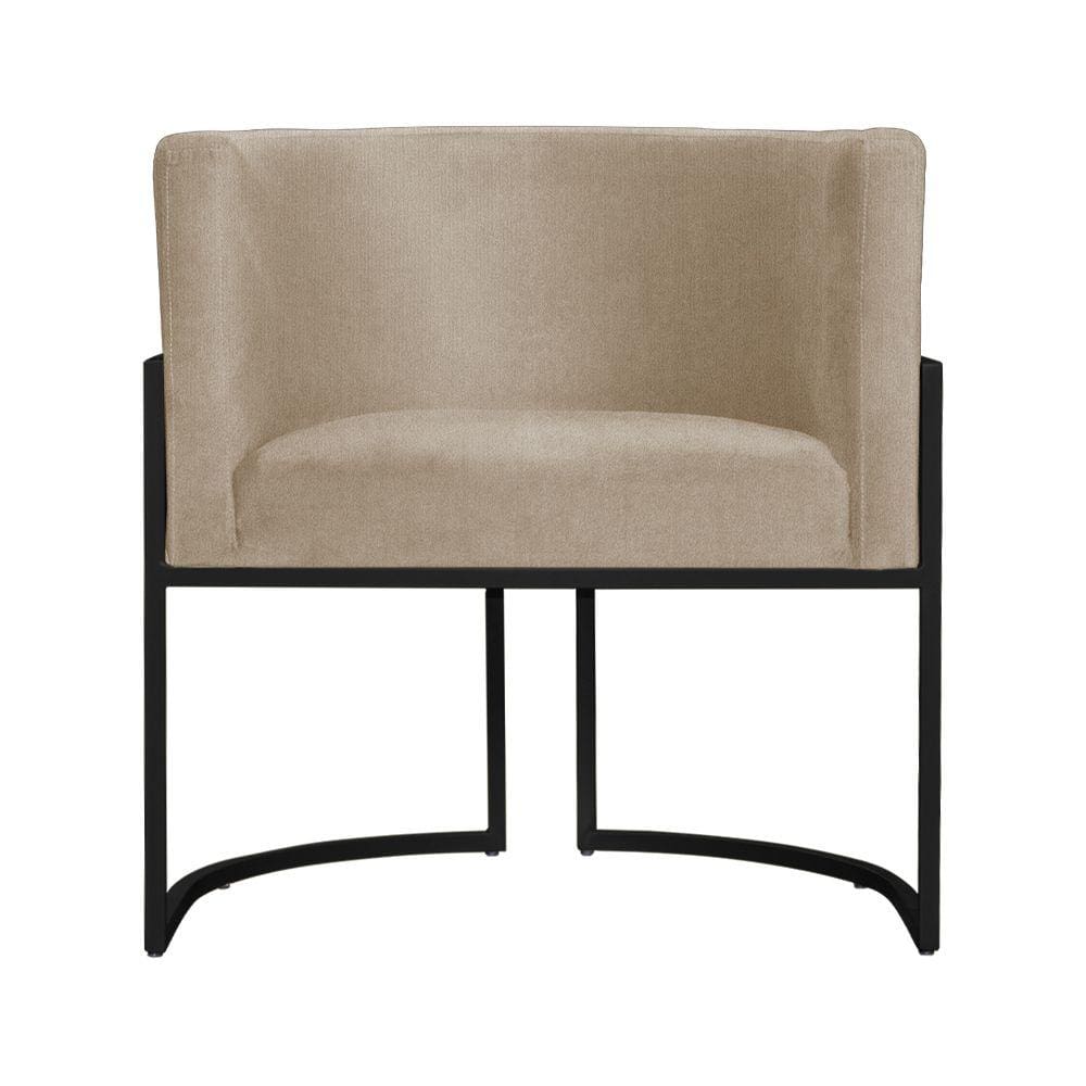 Poltrona Decorativa Luana Suede Capuccino Base Preta Mz Decor