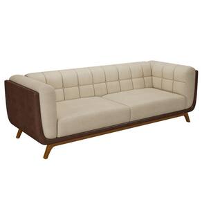 Sofá Living Decorativo 2 Lugares 180cm Bellart M22 Bouclê Bege/sintético Café - Mpozenato