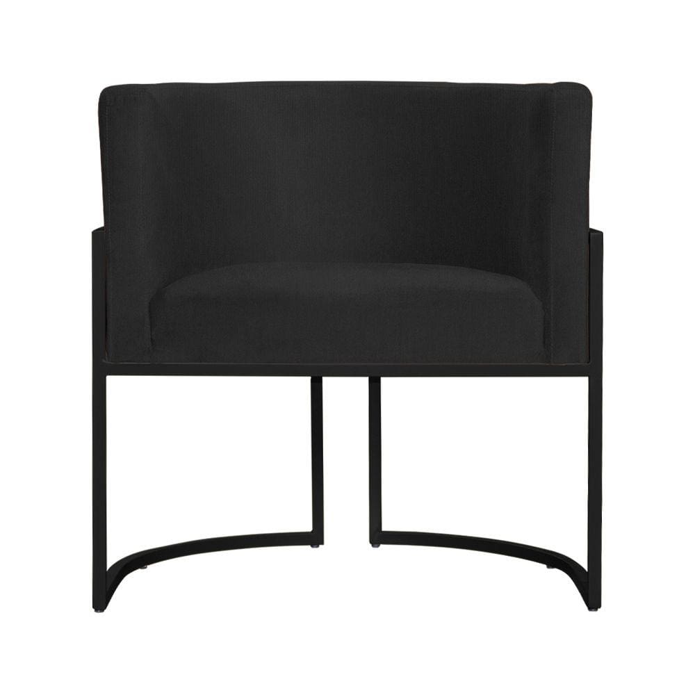 Poltrona Decorativa Luana Suede Preto Base Preta Mz Decor