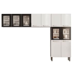 Cozinha Modulada Bertolini Evidence 3 Peças (2 Armários + 1 Paneleiro) Cpt54 Branco/Preto