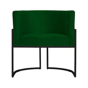 Poltrona Decorativa Luana Suede Verde Base Preta Mz Decor