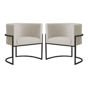 Kit 2 Poltronas Decorativa Luana Suede Bege Base Preta Mz Decor