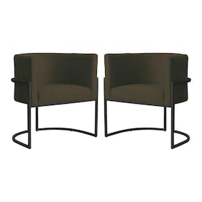 Kit 2 Poltronas Decorativa Luana Suede Marrom Base Preta Mz Decor