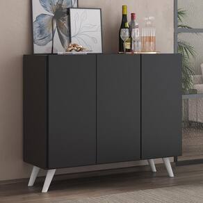 Aparador 3 Portas Retrô Veneza Mp1009 Preto/Branco