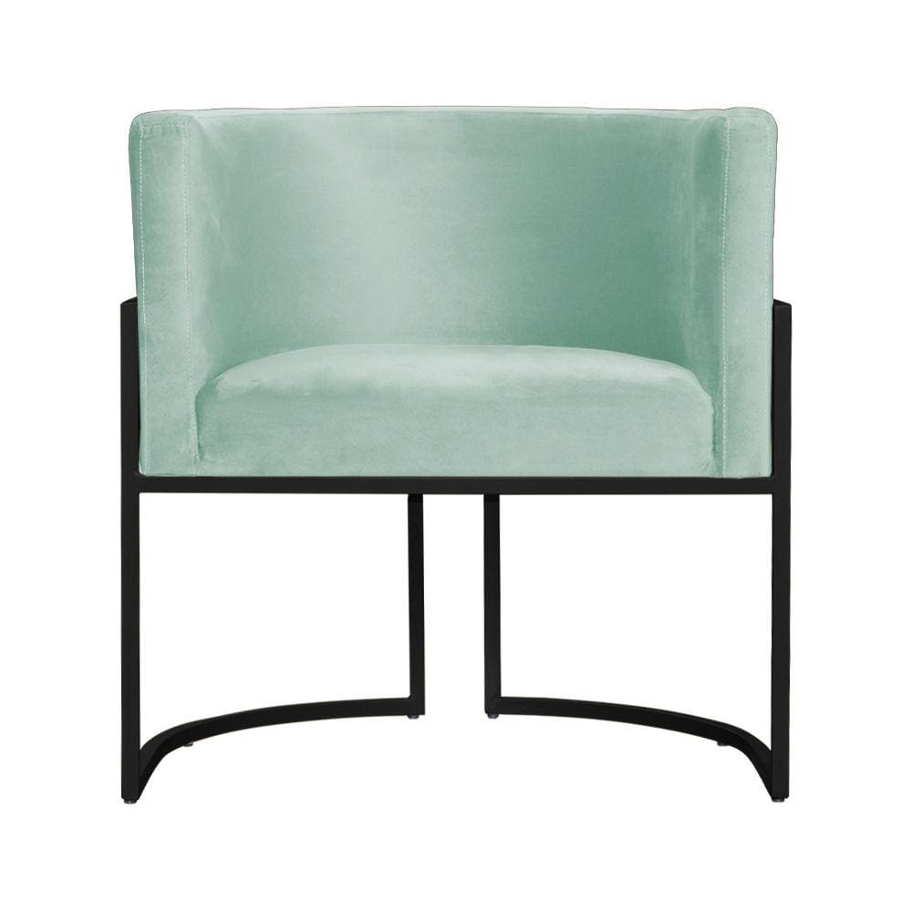 Poltrona Decorativa Luana Veludo Acqua Base Preta Mz Decor