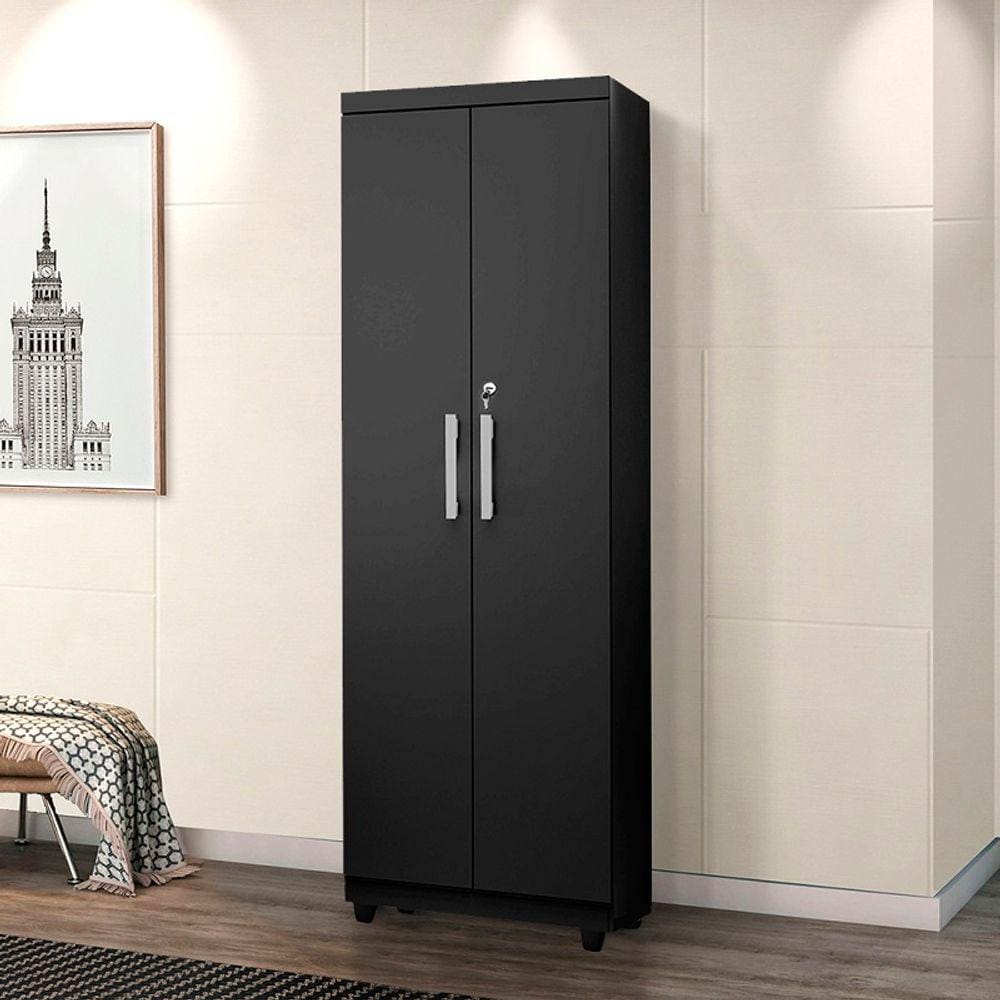 Armário Multiuso Sapateira Com Chave 2 portas e 5 Prateleiras Isabela Cor Preto - Rud Rack