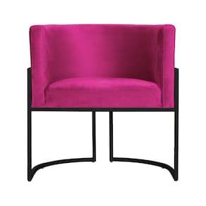 Poltrona Decorativa Luana Veludo Rosa Pink Base Preta Mz Decor