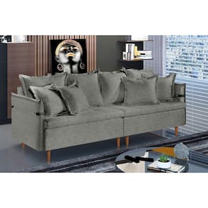 Sofá Fixo Atlas 4 Lugares Luxo 220cm Castellar Móbile Cinza