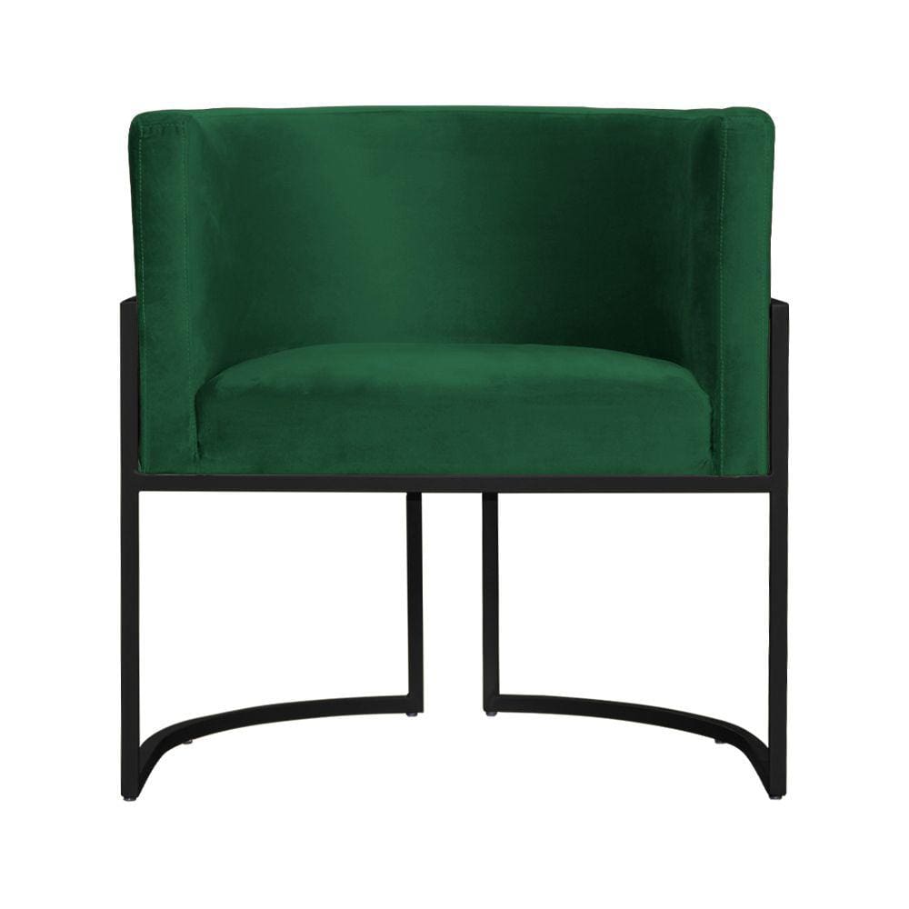 Poltrona Decorativa Luana Veludo Verde Base Preta Mz Decor