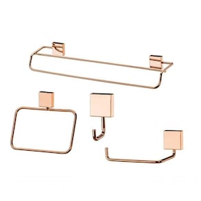 Kit Banheiro Lavabo 4 Peças Rose Gold Future