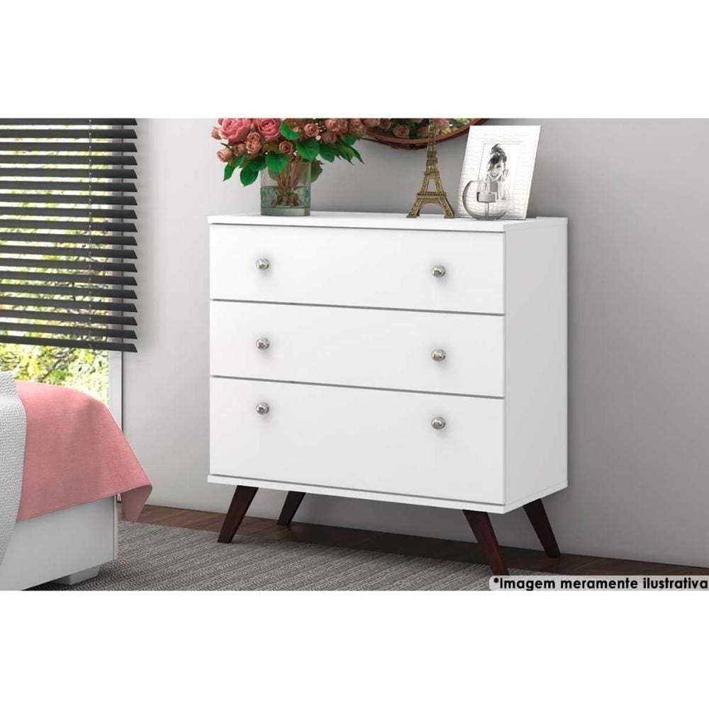 Cômoda Casal Rt 3018 C/ 3 Gavetas Branco - Movelbento