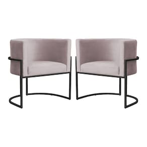 Kit 2 Poltronas Decorativa Luana Veludo Rosê Base Preta Mz Decor