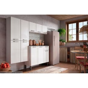 Cozinha Completa Dona Maria 4pçs ( Armário Balcão Paneleiro Complemento) C4P9 Branco - Bertolini