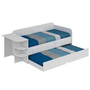 Sofá Cama Solteiro Helena C/ 2 Gavetas E Auxiliar Branco - Cimol