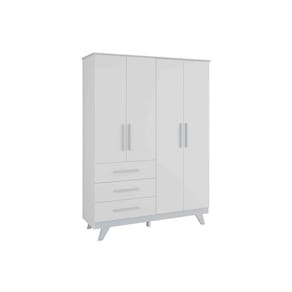 Guarda Roupa Bebê Retrô C- 4 Portas E 3 Gavetas Branco-Cinza - Peroba