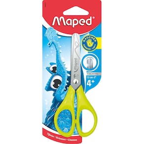 Tesoura Escolar Canhoto 13cm Pulse Jacaré Ergônomica Cabo Emborrachado Sem Ponta Blister Maped