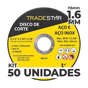 Kit c/ 50 Disco de Corte Metal 4.1/2" 115x1,6 mm