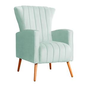Poltrona Decorativa Melinda Veludo Acqua Pés Madeira Mz Decor