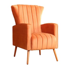 Poltrona Decorativa Melinda Veludo Terracota Pés Madeira Mz Decor