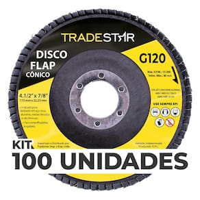 Kit C/ 100 Disco Flap Conico 4.1/2 X 7/8 Fds115-120fc Z120