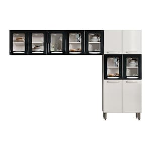 Cozinha Compacta Evidence 3 Peças (2 Armários + 1 Paneleiro) Cpt61 Branco/Preto - Bertolini
