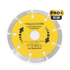 Kit C/ 10 Discos De Corte Segmentado Diamantado 110mm 4" Pro