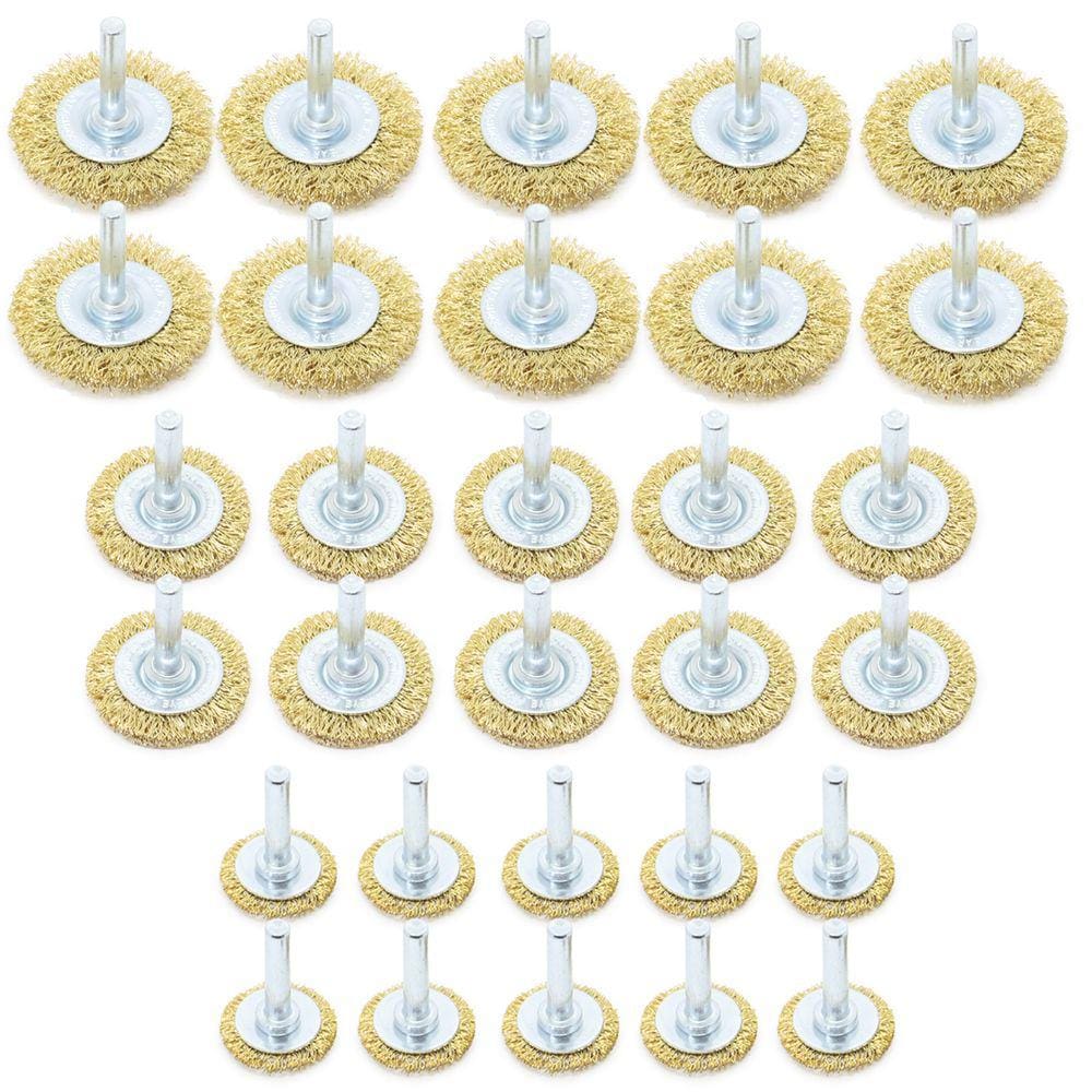 Kit C/ 30 Escovas De Aço Circular P/ Furadeira C/ Haste 1/4