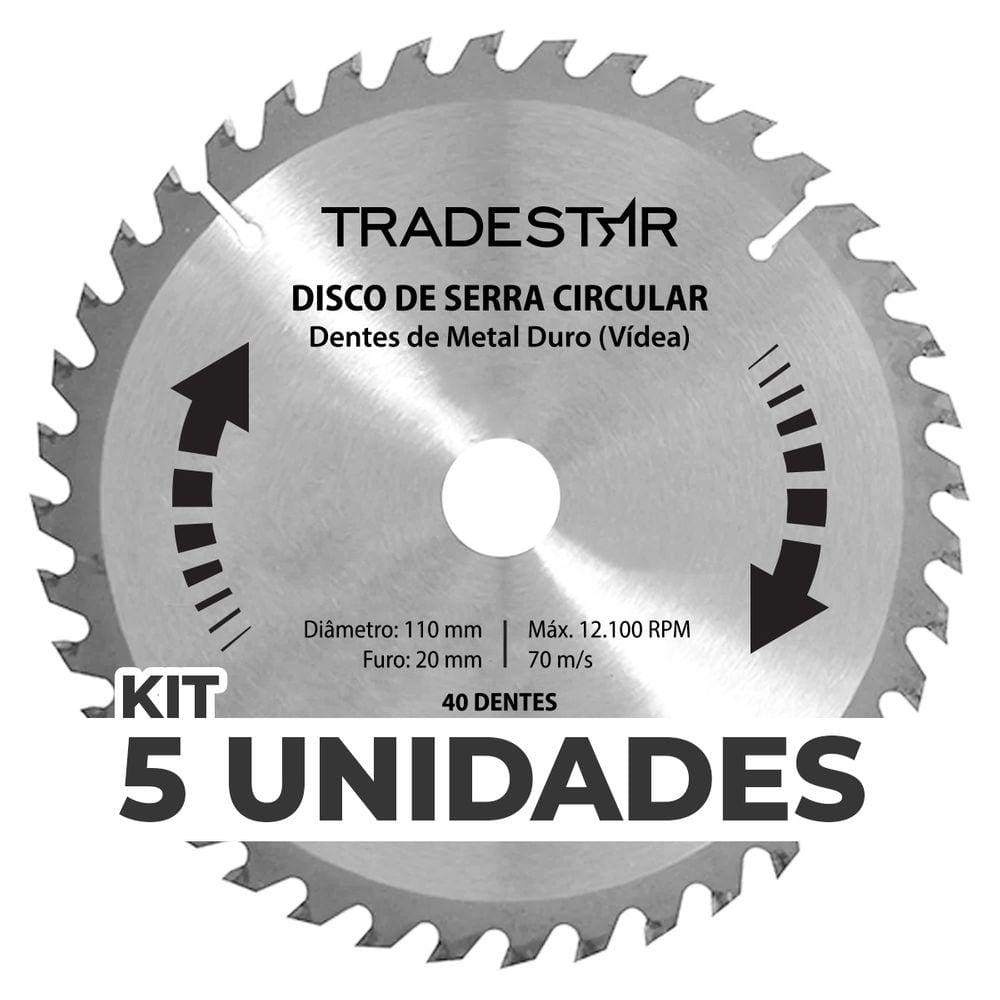 Kit 5 Discos Serra Circular Madeira 40 D 110x20mm Makita
