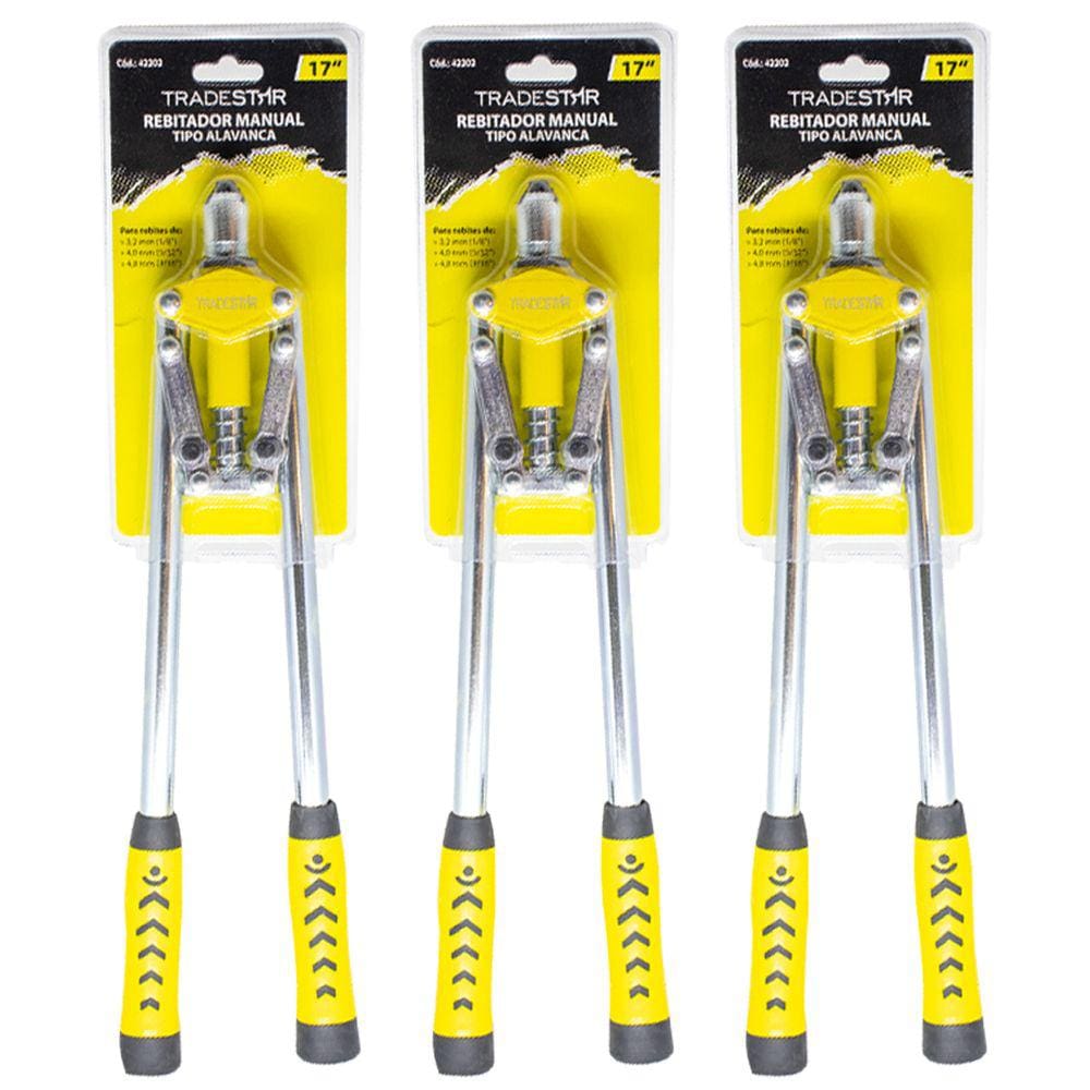 Kit 03 Alicate Rebitador Profissional Tipo Alavanca 17 Pol