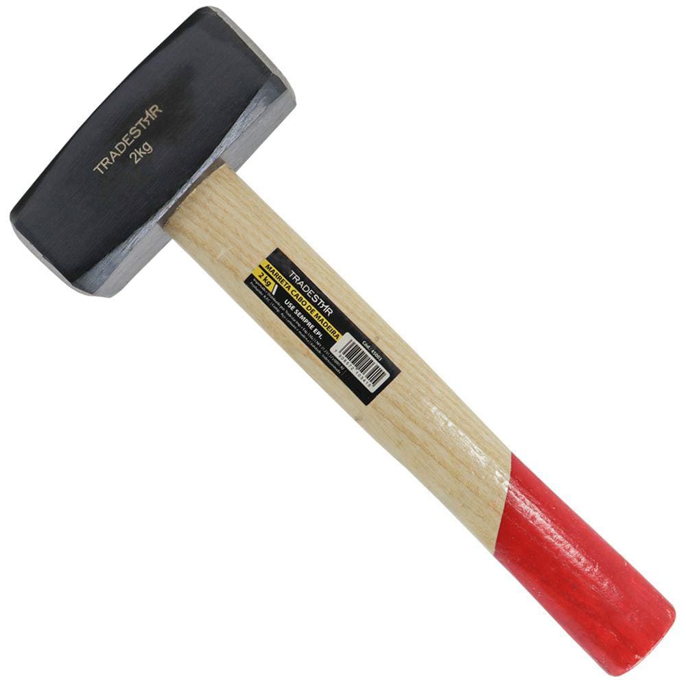 Kit c/ 5 Marretas 2 Kg em Aço Forjado Tradestar Cabo Madeira