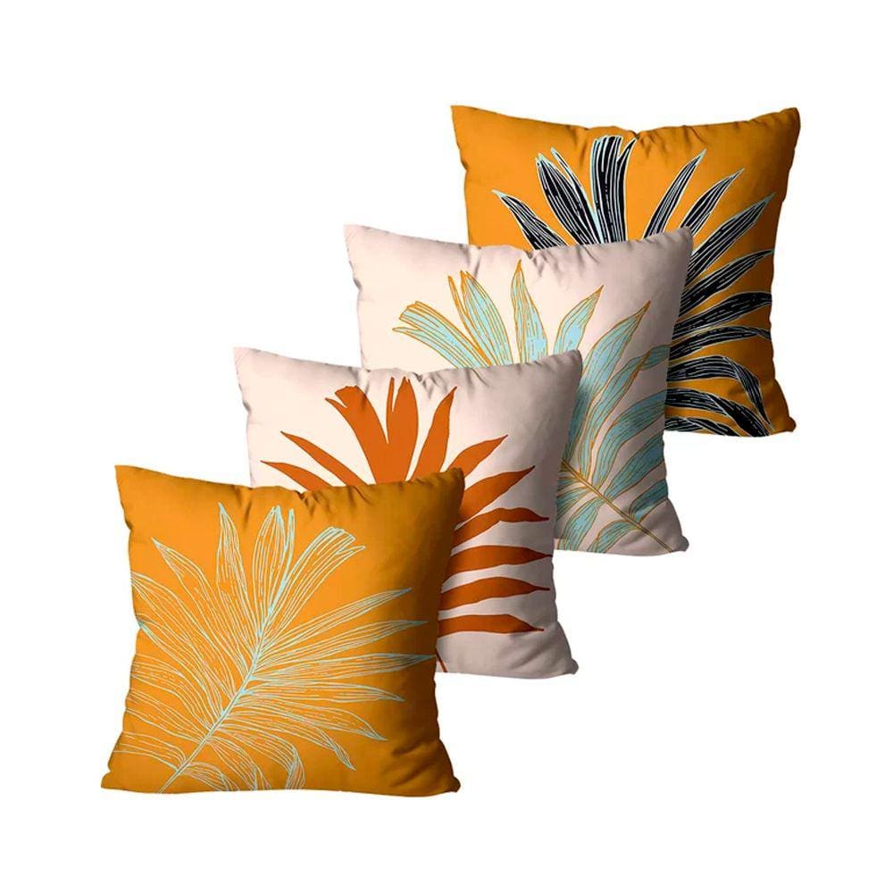 Kit com 4 Capas de Almofadas Folha Laranja - 45x45cm