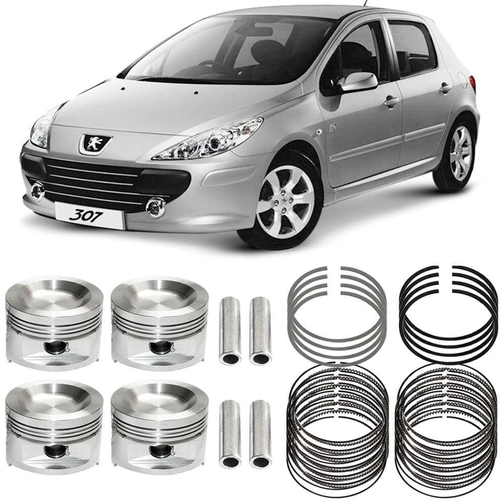Kit Pistão Anel 0.50 Peugeot 307 1.6 2002 A 2012 Metal Leve
