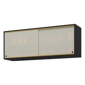 Armário De Cozinha Multimóveis 120 Cm 2 Portas Vidro Preto