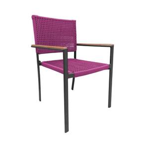 Cadeira Piracicaba Corda Náutica Braço Com Detalhe Em Madeira Base Alumínio Preto-rosa - Cor: Rosa