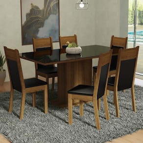 Kit Sala De Jantar Mesa 6 Cadeiras Preto Francine