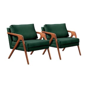 Conjunto - 2 Poltronas Mona Luxo Madeira Maciça Castellar Veludo Verde